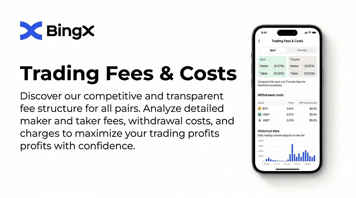 BingX trading fees and costs overview including spreads, commissions, and funding fees