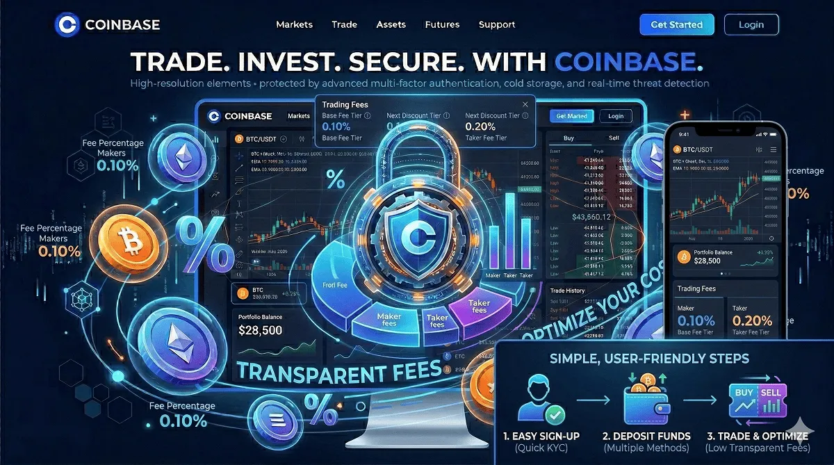Coinbase trading platform interface on desktop and mobile devices