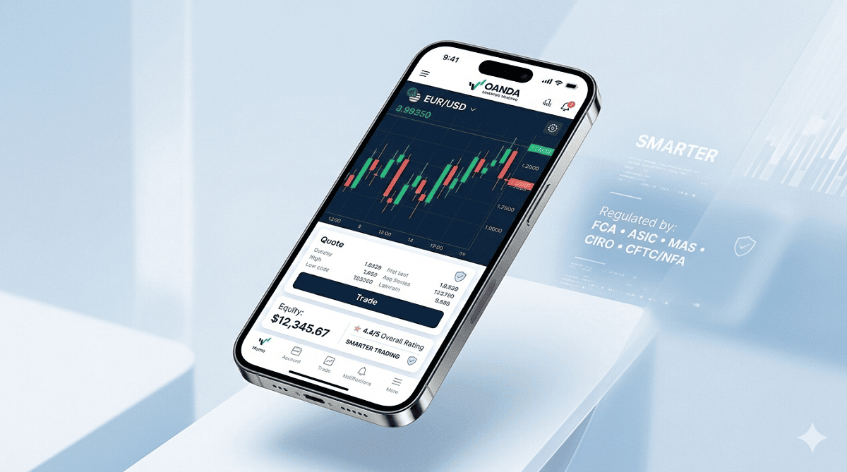 OANDA mobile trading app interface on smartphone