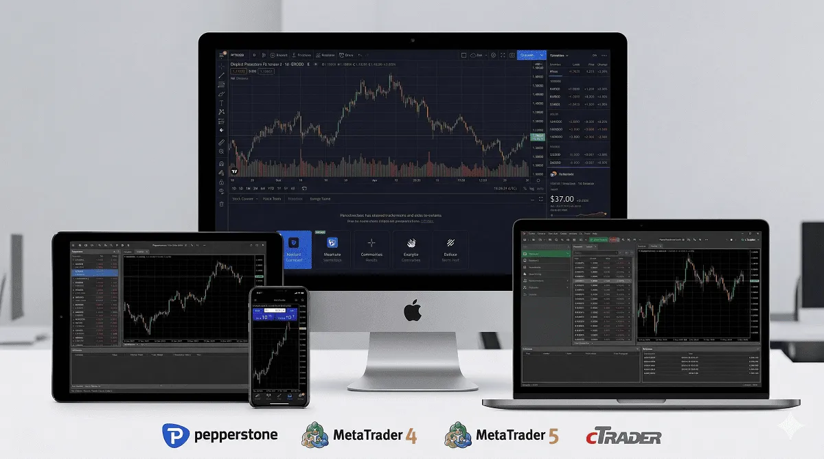 Pepperstone trading platforms including MT4 MT5 cTrader and TradingView interface
