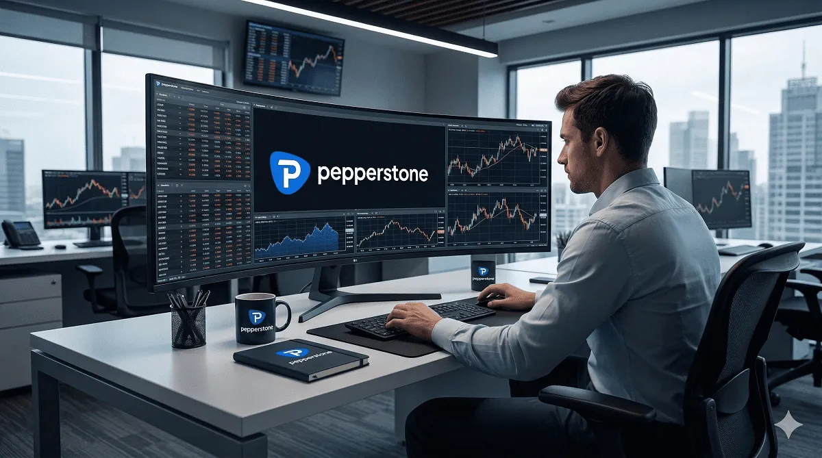 Pepperstone trading platform interface showing forex and CFD trading tools